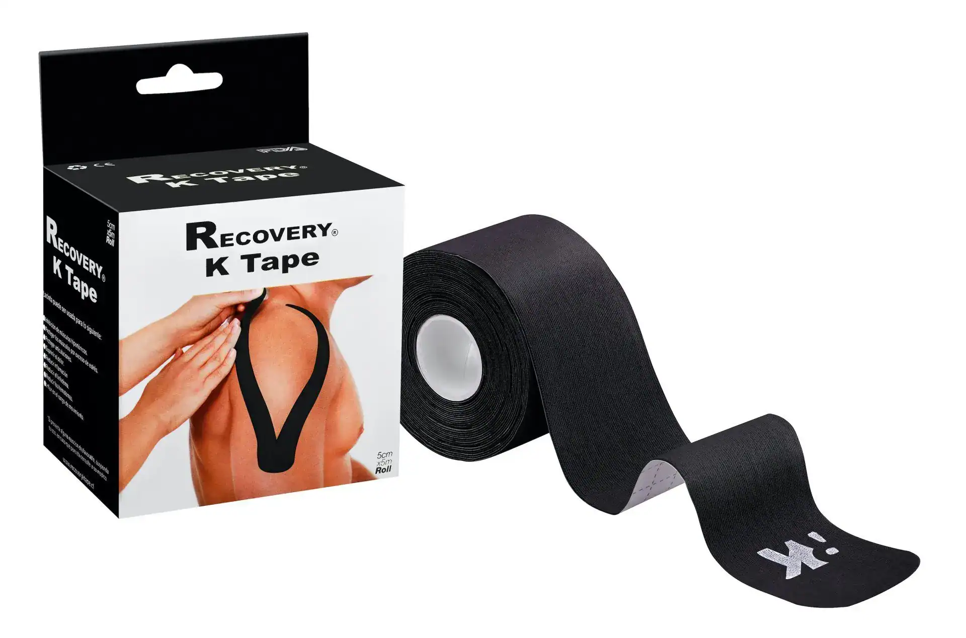 Tape Kinesiológico Precortado Negro 5 cm x 5mt