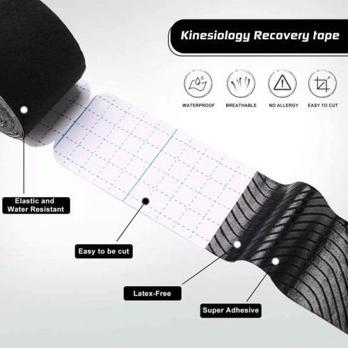 Tape Kinesiológico Precortado Negro 5 cm x 5mt - Imagen 3