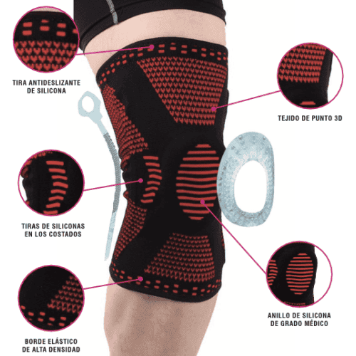 Rodillera Deportiva Ortopédica con Soporte Lateral - Artritis Gym - Rojo
