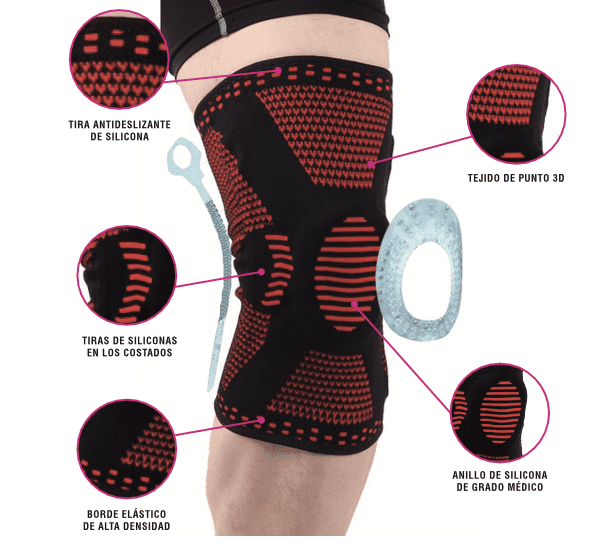 Pack Rodillera Deportiva Ortopédica con Soporte Lateral - Artritis Gym - Rojo - Imagen 2